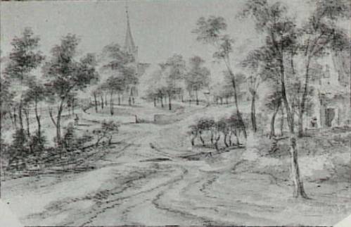A Landscape with a Church in the Background and Scattered Trees 