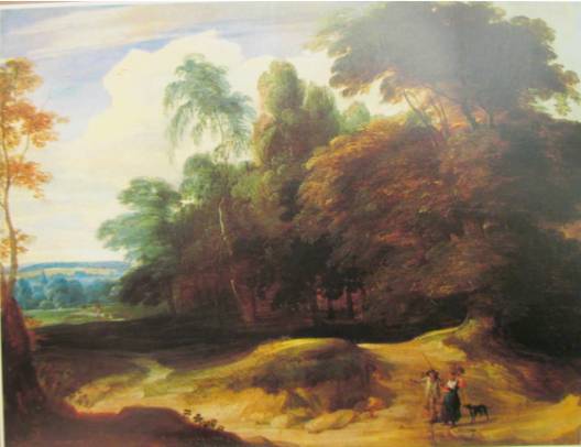 A Wooded Landscape with Travelers on a Path 