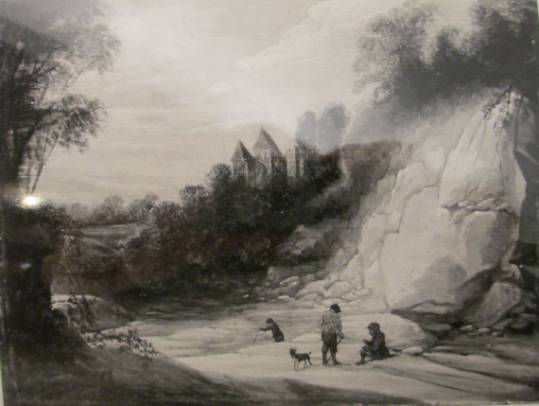 Men conversing on a Track, a Castle in the Distance