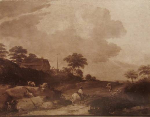 Landscape with Goats, Horseman and Cottage