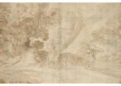 Work 1069: Wooded Landscape with Two Horseriders and a Servant