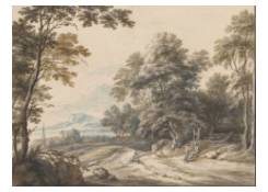 Two Men at the Edge of a Woodland Road