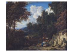Valley Landscape with a Grieving Woman and Companions