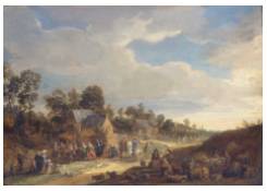 paintings CB:294 Village Street with dancing Peasants, Travelers and Wanderers