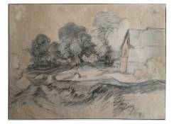 Work 828: Study for a Landscape with Trees and Cottage