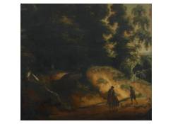 Wooded Landscape with Huntsmen and Dogs 