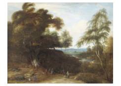 Work 994: A Wooded Landscape with Figures and Dogs in a Clearing